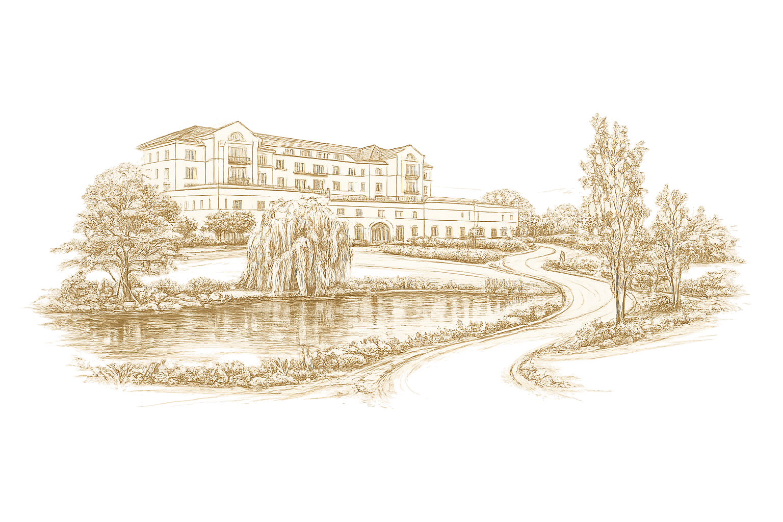Illustrated sketch of Knightsbrook Hotel and Spa, Trim