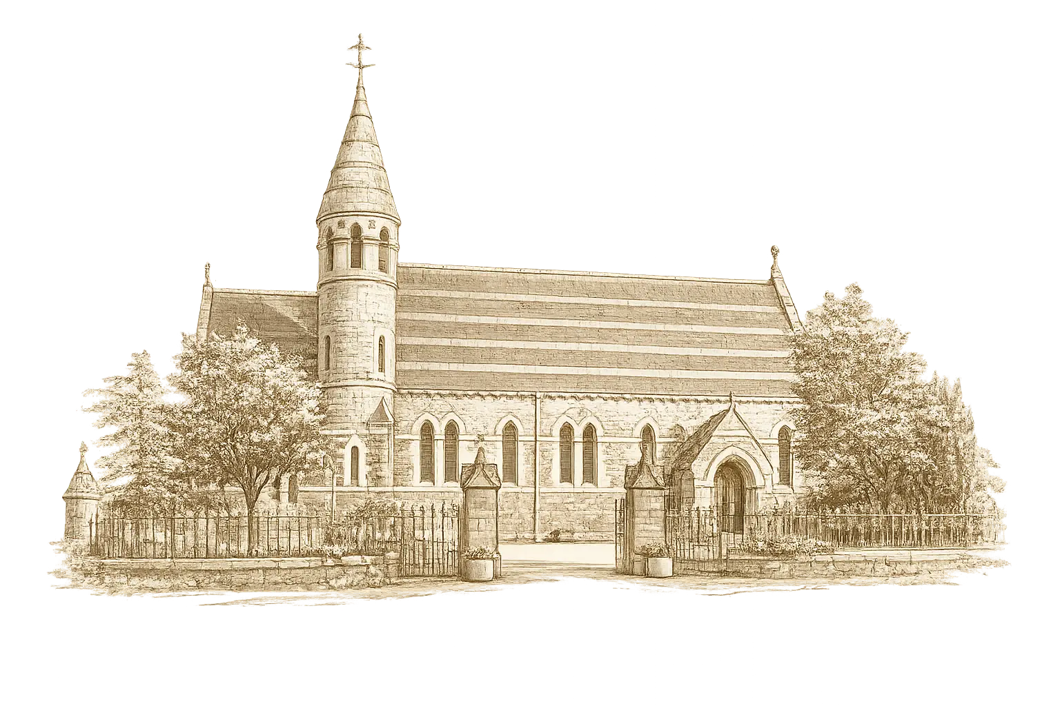 Illustrated sketch of Culmullen Church, Drumree